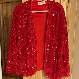 Red Sequin Blazer by Unknown Brand